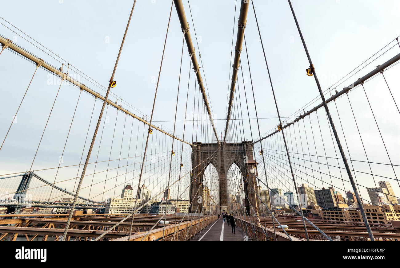 Vue de la ville de Broklyn vu depuis le pont de Brooklyn. Banque D'Images