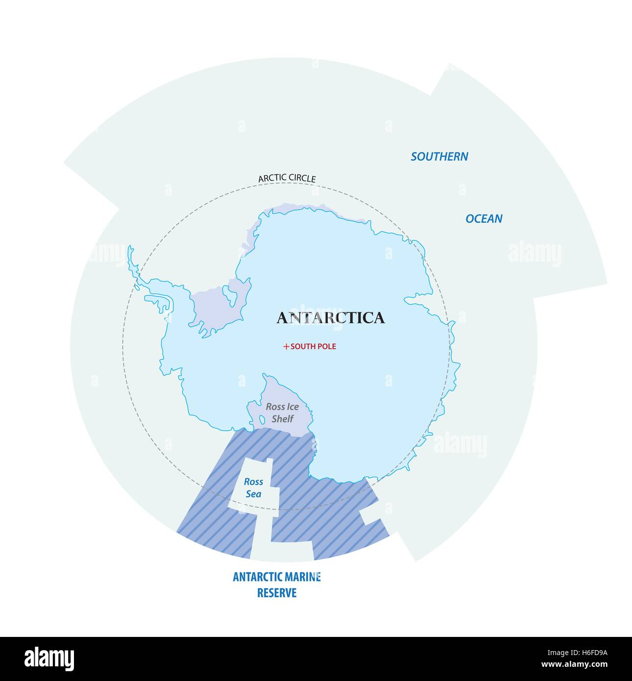 Plan de l'Antarctique avec la nouvelle zone de protection de la mer dans la mer de Ross Illustration de Vecteur