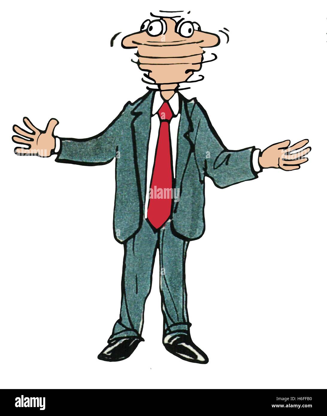 Illustration couleur d'un homme tournant la tête rapidement de gauche à droite à gauche. Banque D'Images
