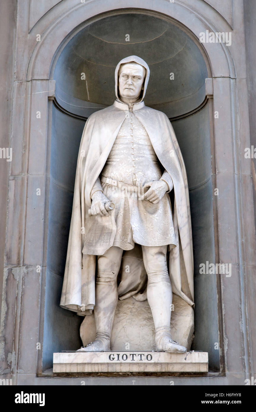 Statue de Giotto, musée d'art Uffizi, Galleria degli Uffici, Florence, Toscane, Italie, Europe Banque D'Images