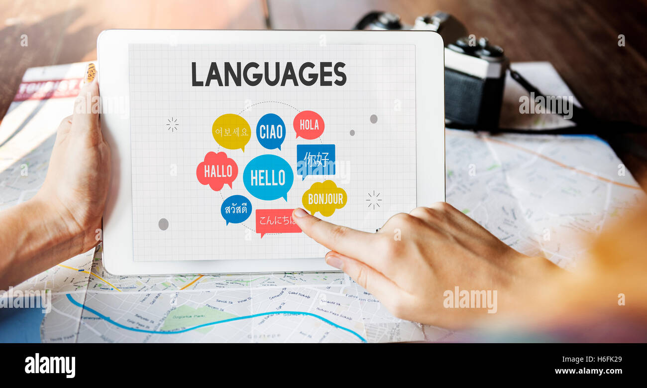 Salutations Concept multilingue Langues Banque D'Images