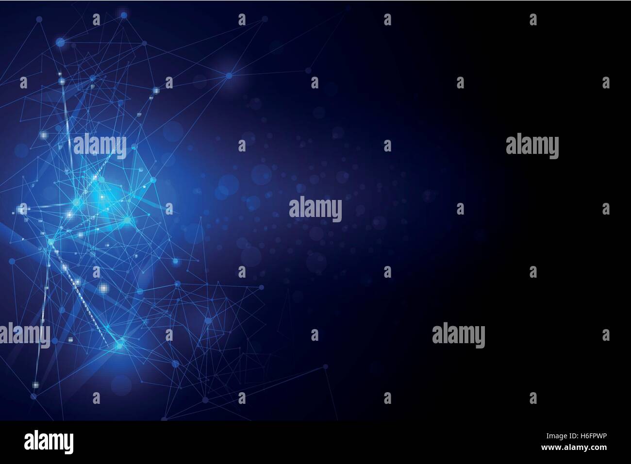 Abstrait futuriste - Technologie De Molécules avec formes linéaires et polygonales de motifs sur fond bleu foncé. Illustration de Vecteur