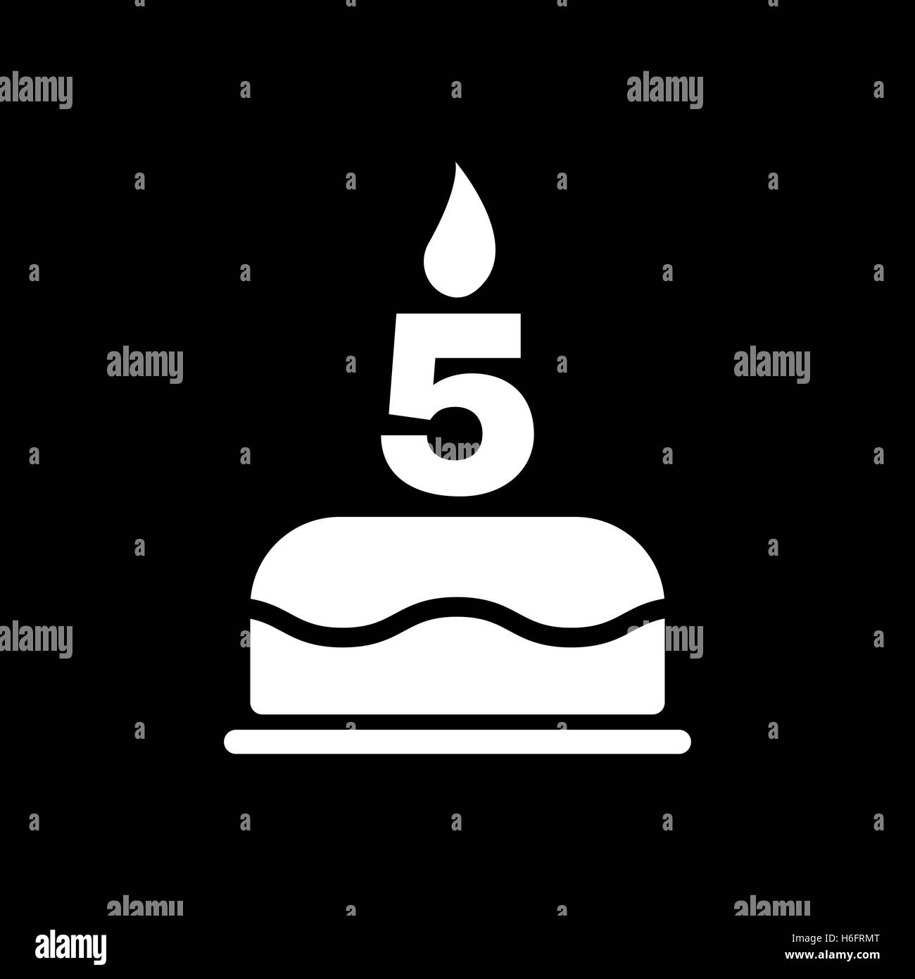 Le gâteau d'anniversaire avec des bougies sous la forme de l'icône numéro 5. Symbole d'anniversaire. Télévision Vector illustration Illustration de Vecteur