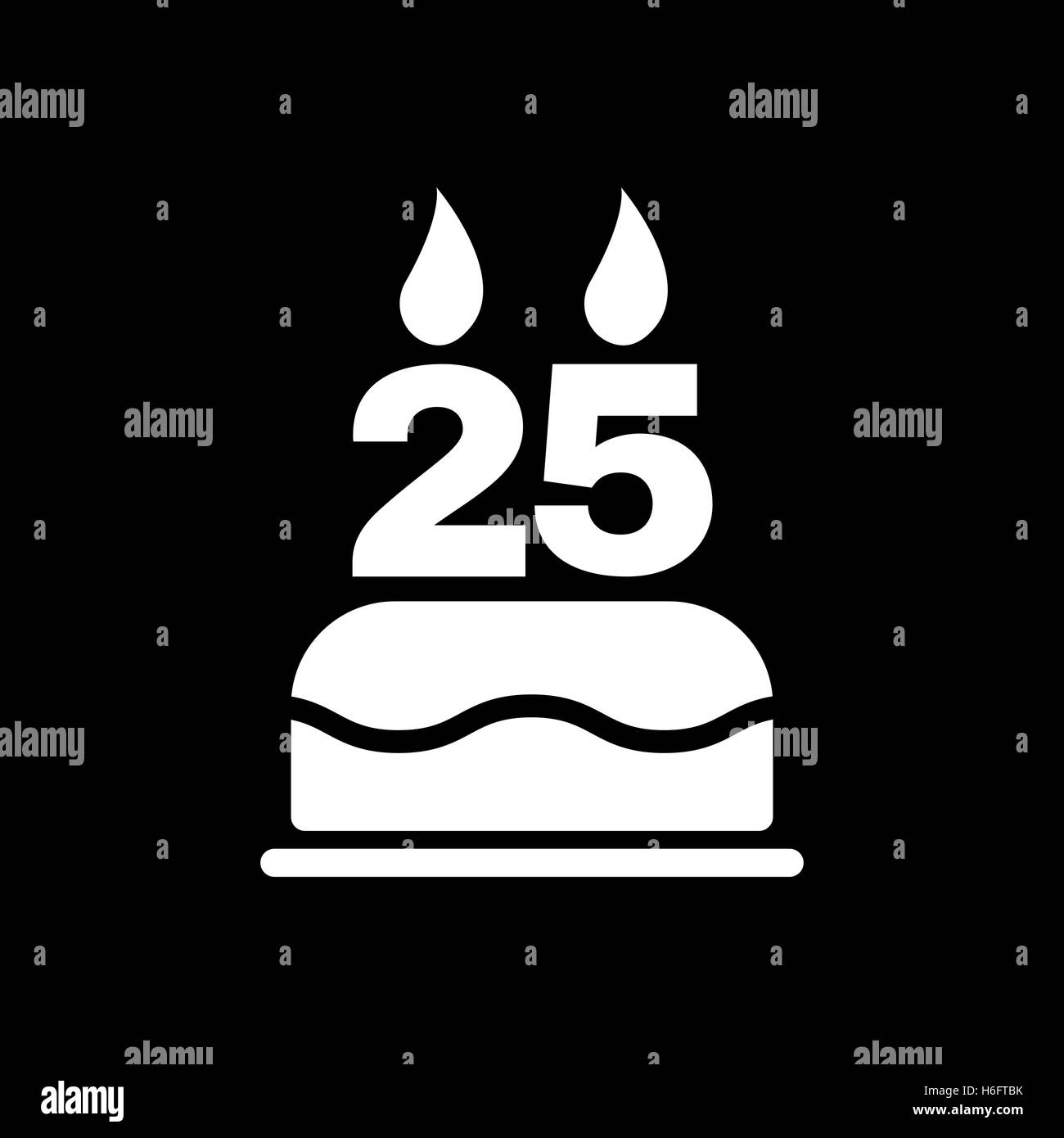 Le gâteau d'anniversaire avec des bougies en forme de no 25 de l'icône. Symbole d'anniversaire. Télévision Vector illustration Illustration de Vecteur