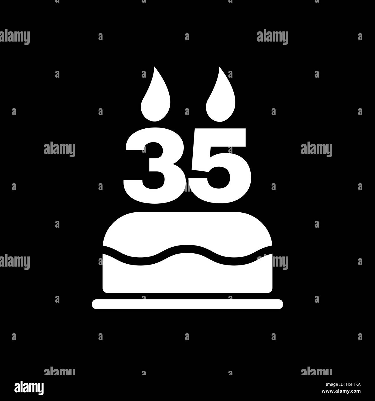 Le gâteau d'anniversaire avec des bougies sous la forme de l'icône numéro 35. Symbole d'anniversaire. Télévision Vector illustration Illustration de Vecteur