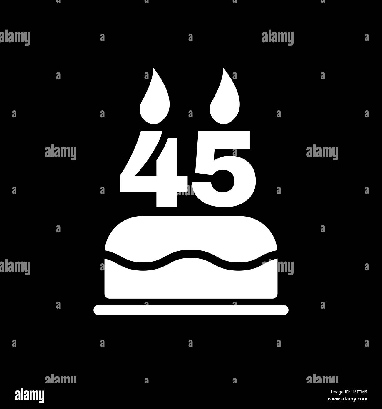 Le gâteau d'anniversaire avec des bougies sous la forme de l'icône numéro 45. Symbole d'anniversaire. Télévision Vector illustration Illustration de Vecteur