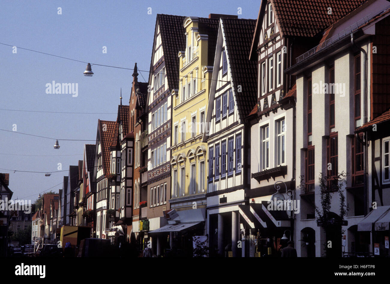 Allemagne, Basse-Saxe, Rinteln, maisons à l'ancienne partie de la ville. Banque D'Images