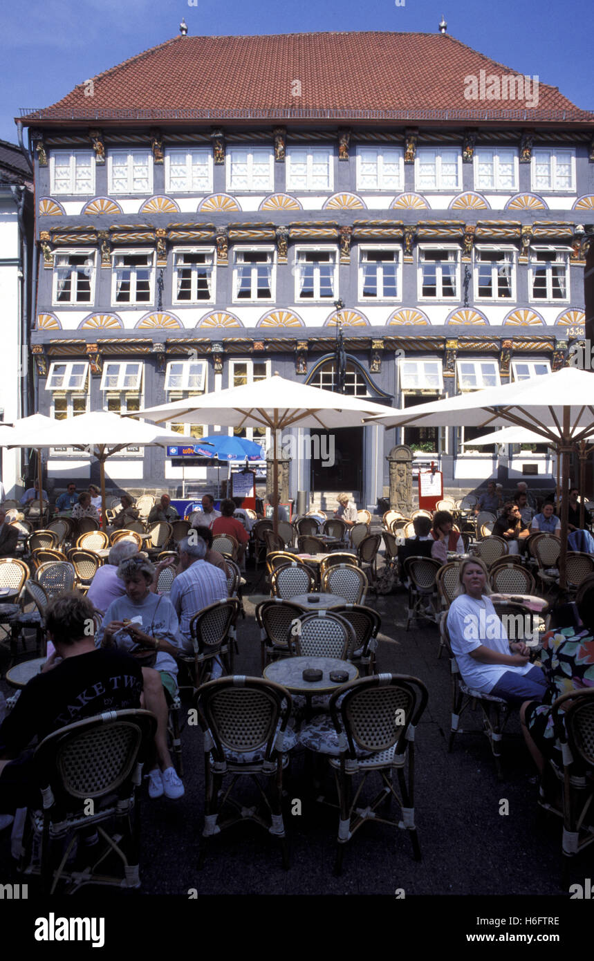 Allemagne, Basse-Saxe, Hameln, la Osterstreet, le Stiftsherrenhouse. Banque D'Images