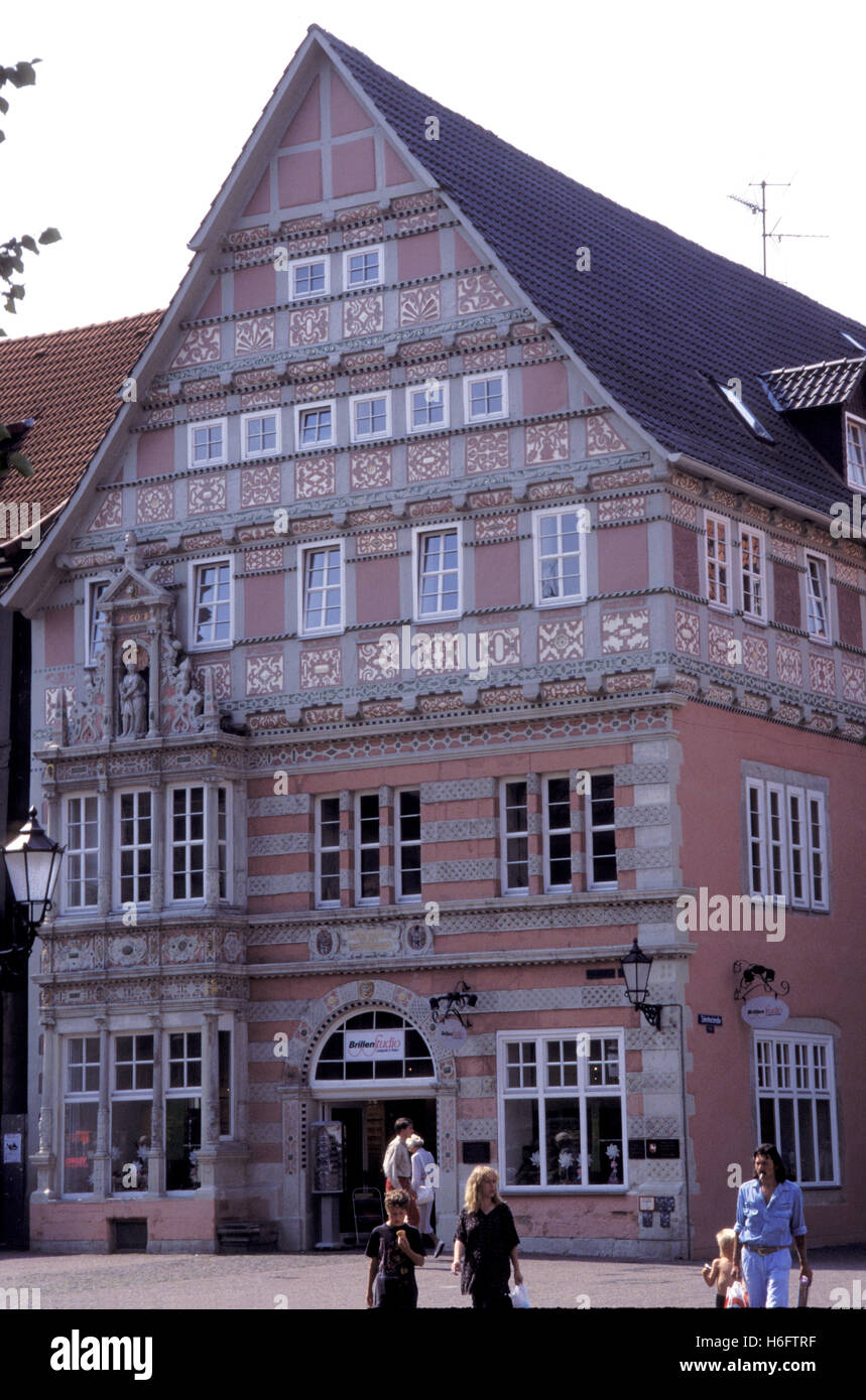 Allemagne, Basse-Saxe, Hameln, la maison Dempter. Banque D'Images