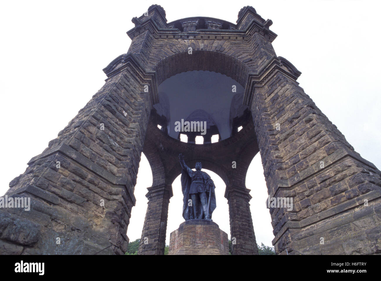 L'Allemagne, la Rhénanie Westphalie, Porta-Westfalica, Kaiser Wilhelm Monument. Banque D'Images