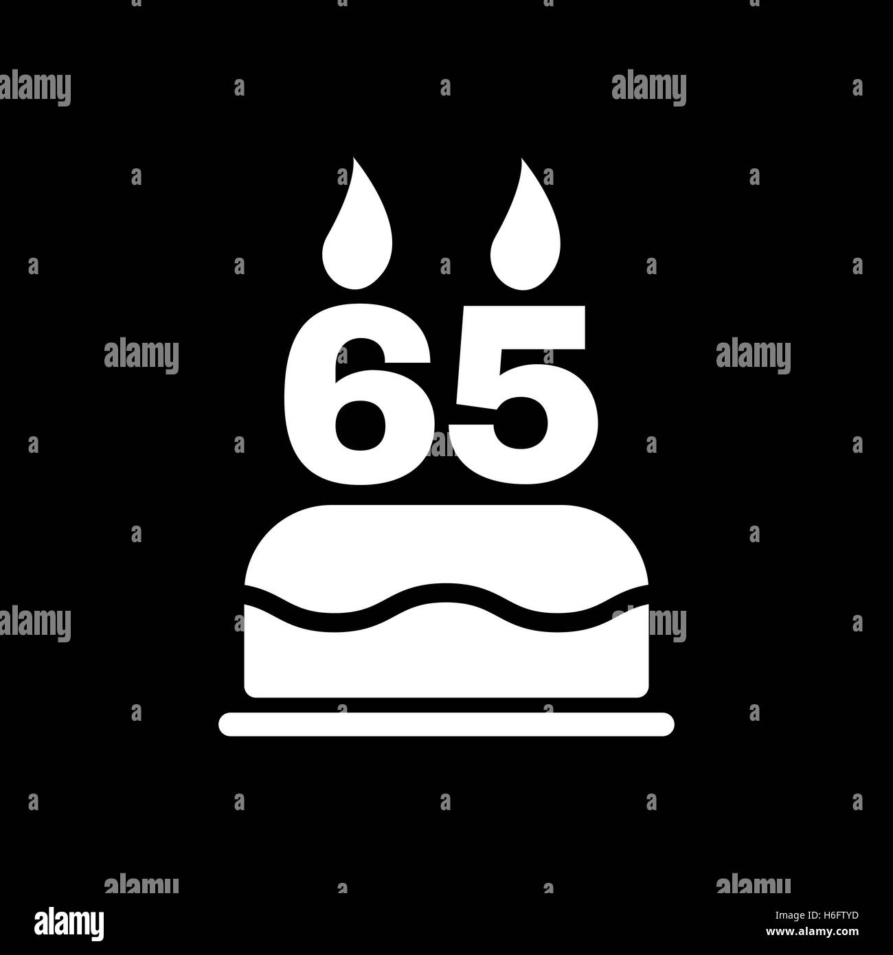 Le gâteau d'anniversaire avec des bougies en forme de numéro 65. Symbole d'anniversaire. Télévision Vector illustration Illustration de Vecteur