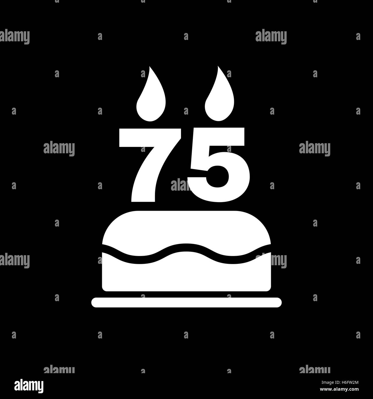 Le gâteau d'anniversaire avec des bougies sous la forme de l'icône numéro 75. Symbole d'anniversaire. Télévision Vector illustration Illustration de Vecteur
