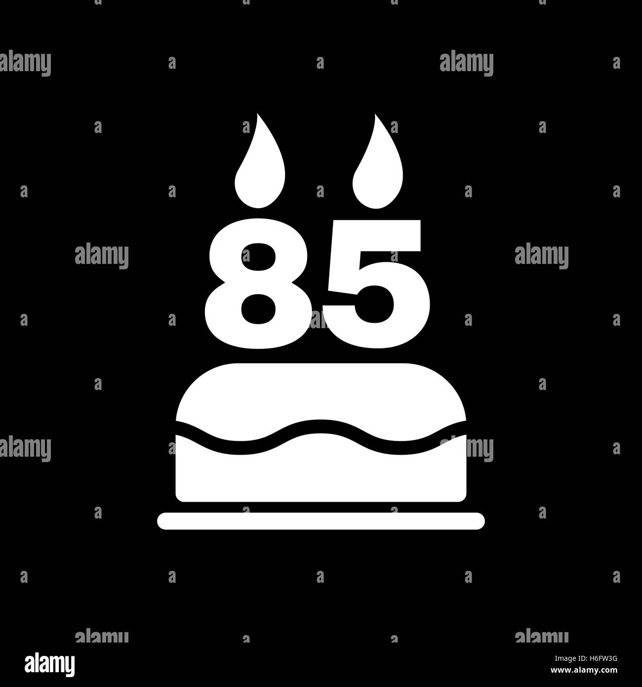 Le gâteau d'anniversaire avec des bougies sous la forme de l'icône numéro 85. Symbole d'anniversaire. Télévision Vector illustration Illustration de Vecteur