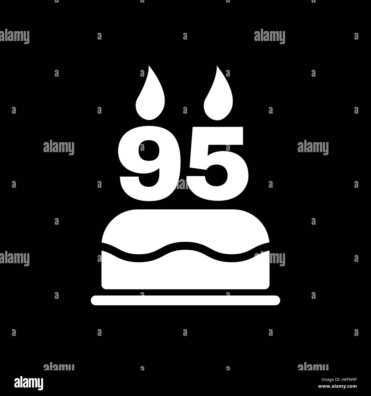 Le gâteau d'anniversaire avec des bougies sous la forme de l'icône numéro 95. Symbole d'anniversaire. Télévision Vector illustration Illustration de Vecteur