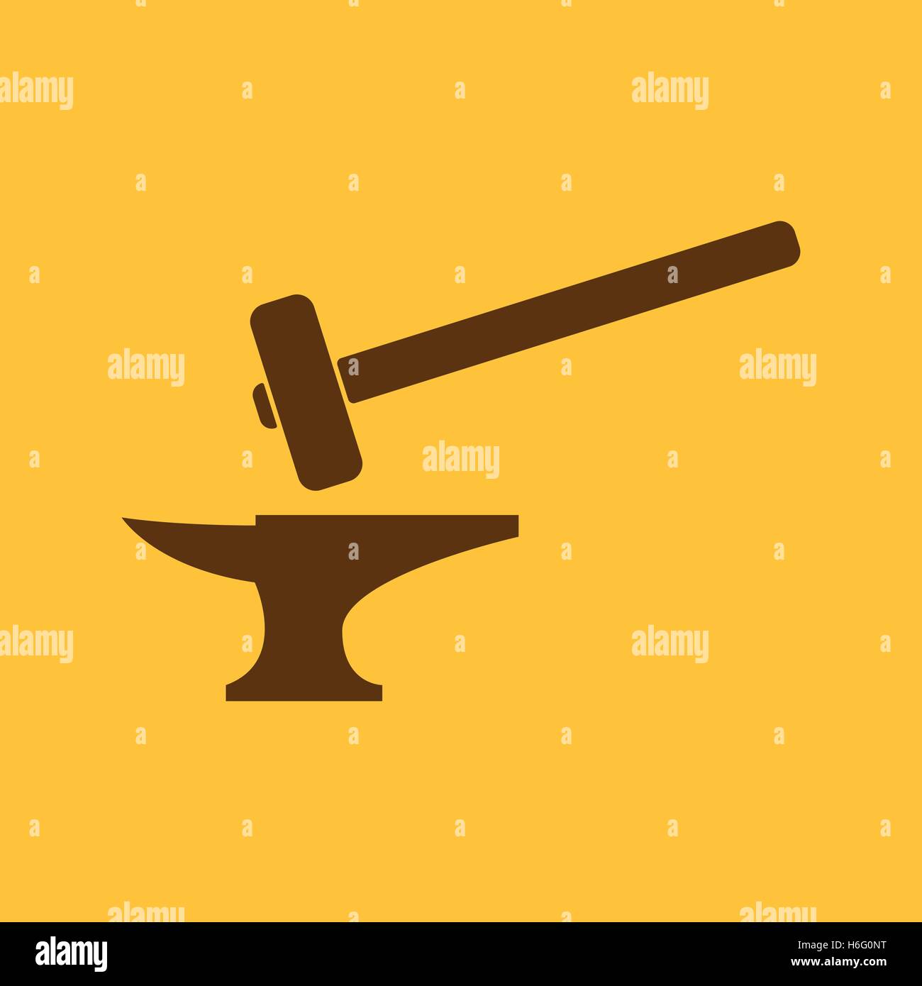 L'icône de la forge. Forge et stithy, forgeron symbole. Télévision ...