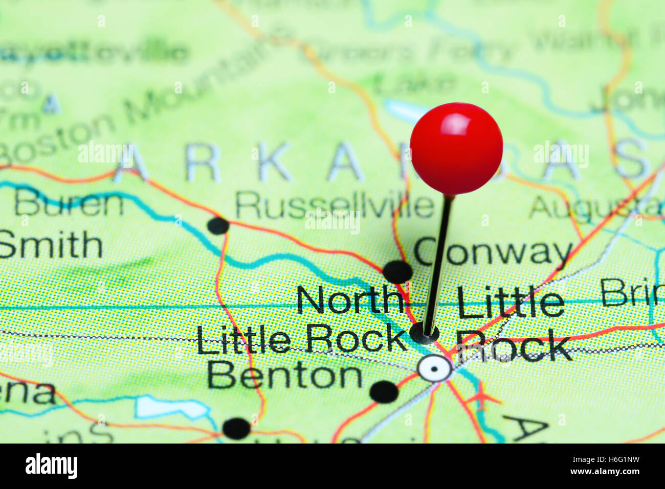 North Little Rock sur une carte de l'Arkansas, Usa Banque D'Images