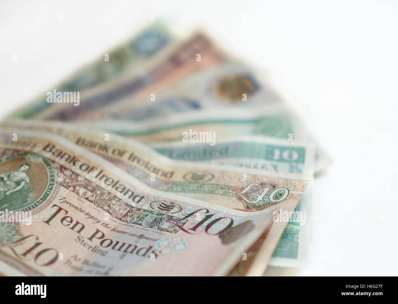 L'Irlande du Nord €10 notes de divers sterling banques émettrices. Banque D'Images