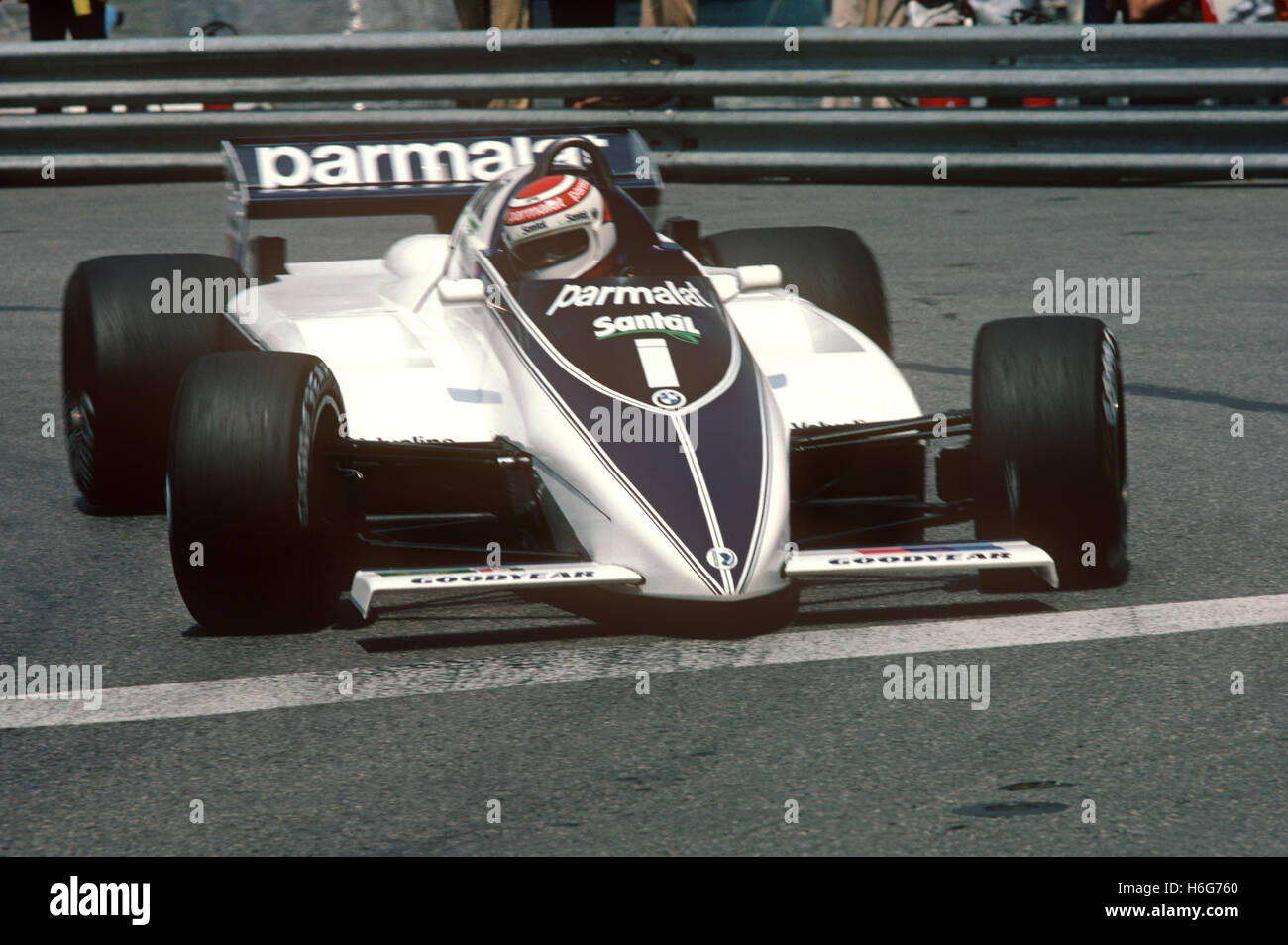 Nelson Piquet Brabham F1 au GP de Monaco 1984 Banque D'Images