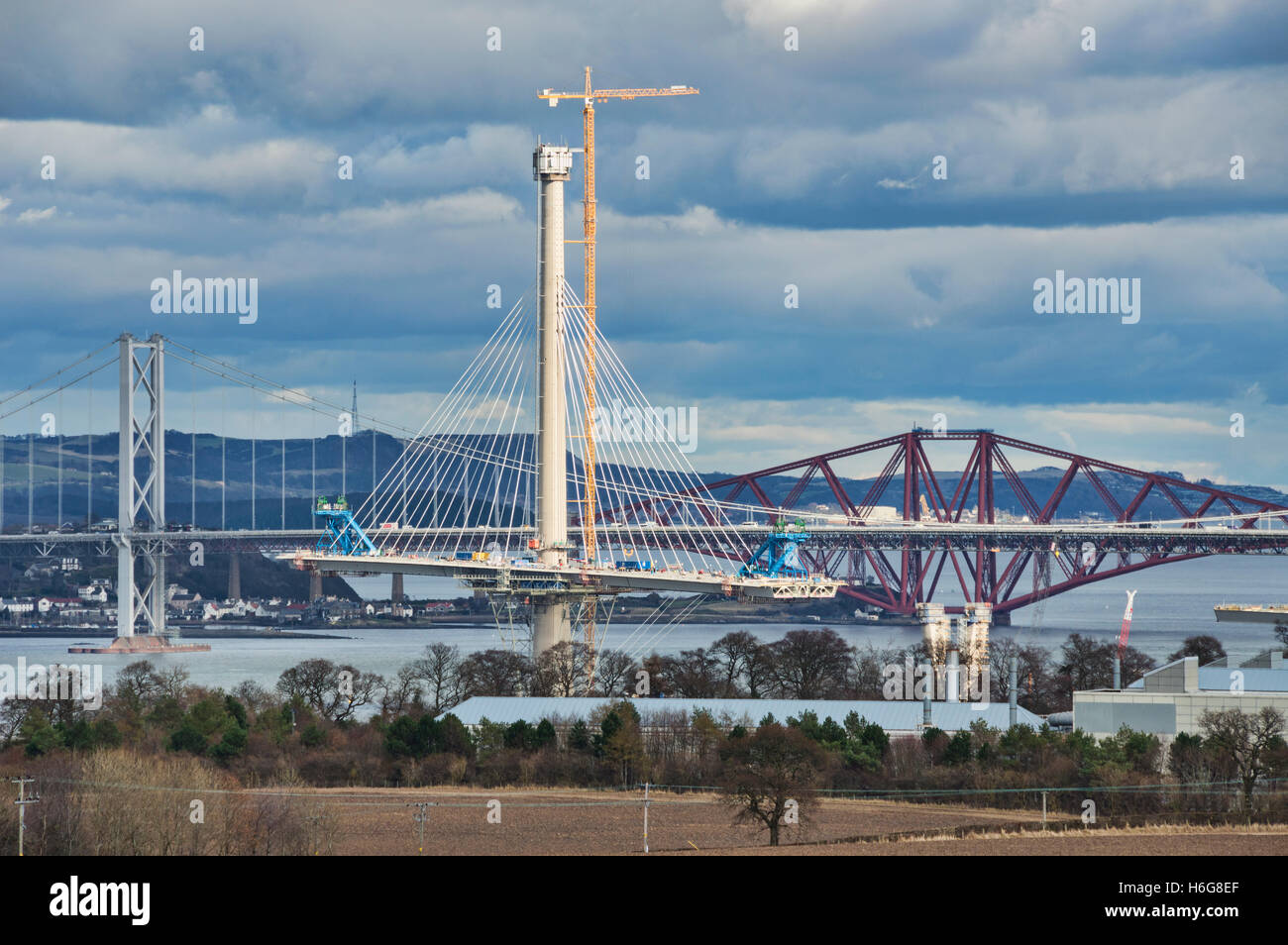 La construction de nouveaux ponts, Forth Bridge, West Lothian, Édimbourg, Écosse, Royaume-Uni Banque D'Images