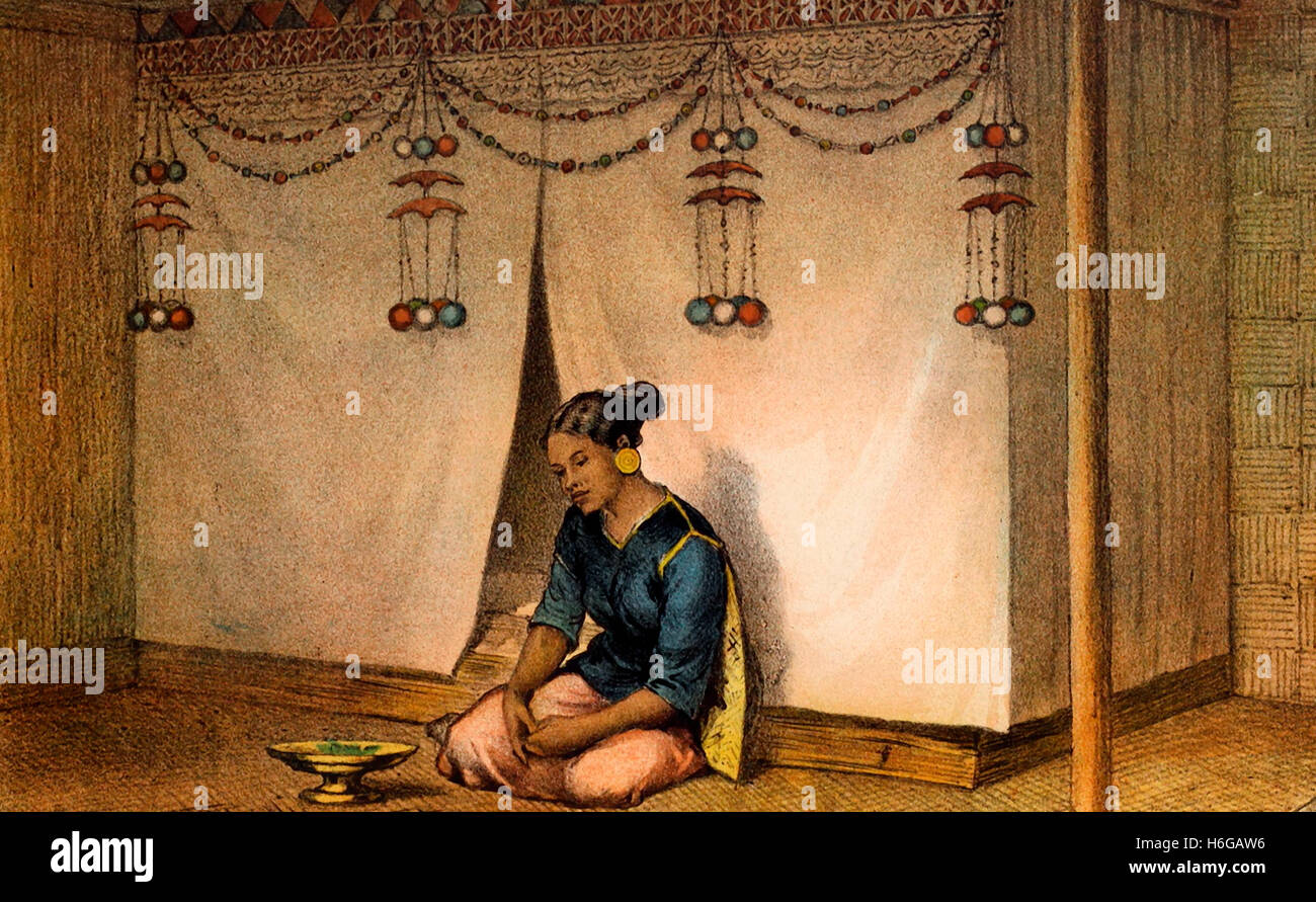 Une épouse malais - La lune de miel - Borneo vers 1880 Banque D'Images