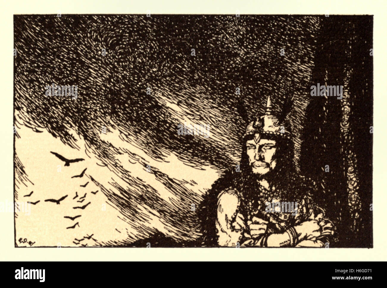 "L'héritage d'un esprit royal, et un fier esprit qui a lutté avec le genre humain. triomphalement' de 'Tamerlan' un poème d'Edgar Allan Poe (1809-1849) illustration par Edmund Dulac (1882-1953). Voir la description pour plus d'informations Banque D'Images