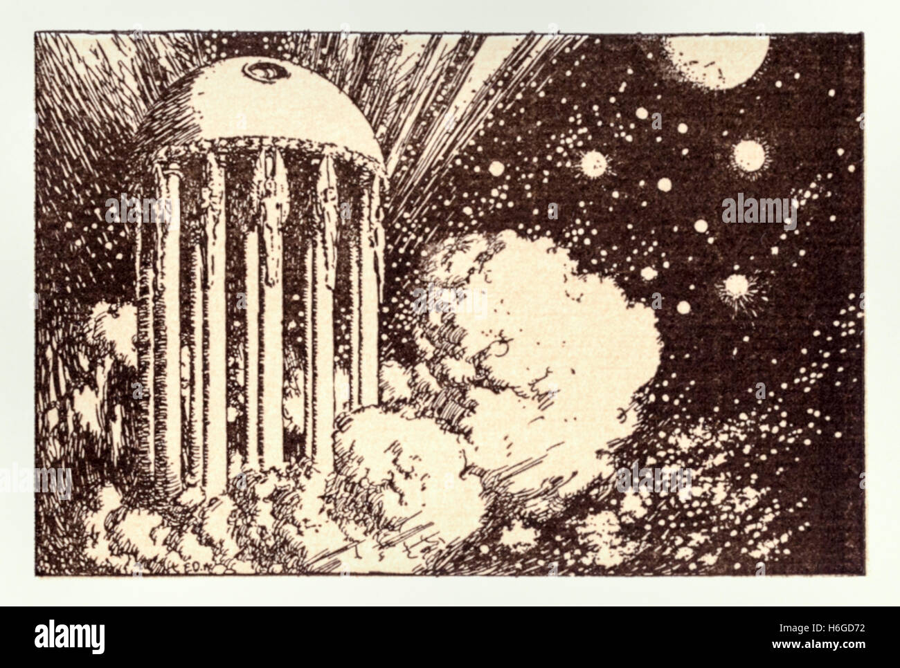 'O ! Rien de sauver la terre ray...' dans 'Al Aaraaf" un poème d'Edgar Allan Poe (1809-1849) illustration par Edmund Dulac (1882-1953). Voir la description pour plus d'informations Banque D'Images