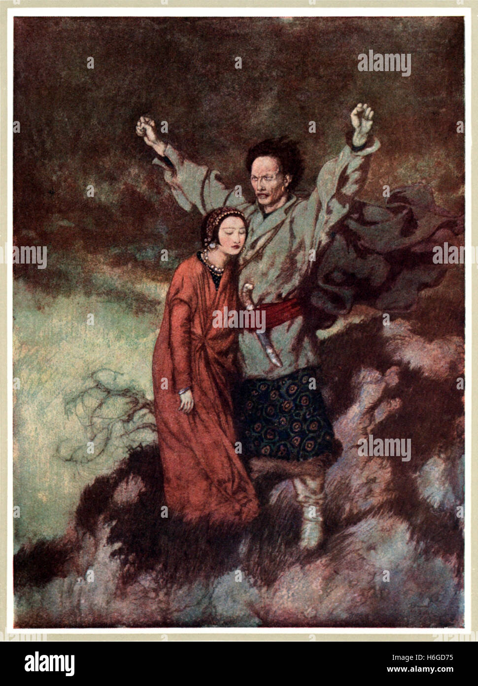 "L'héritage d'un esprit royal, et un fier esprit qui a lutté avec le genre humain. triomphalement' de 'Tamerlan' un poème d'Edgar Allan Poe (1809-1849) illustration par Edmund Dulac (1882-1953). Voir la description pour plus d'informations Banque D'Images