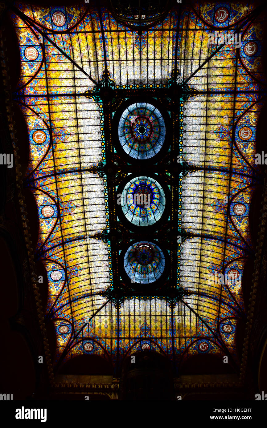 Dôme en vitrail de l'hôtel Gran Hotel à Mexico City, Mexique Banque D'Images