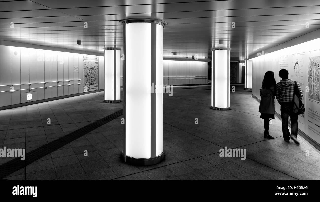 Tokyo, Japon - 20 Avril 2014 : Avis de la station de métro Nishi-shinjuku Nomura entrée de bâtiment. Banque D'Images