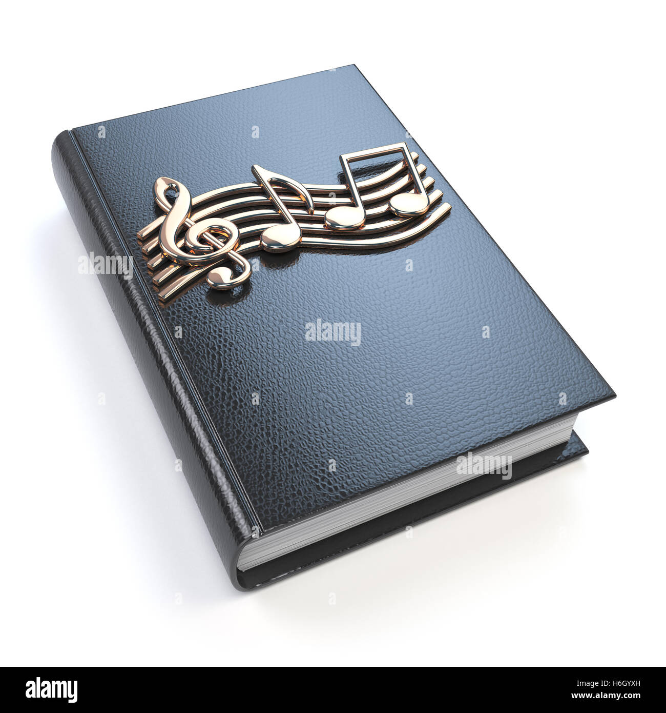 Livre de musique avec notes de musique et clef isolé sur fond blanc. 3d illustration Banque D'Images