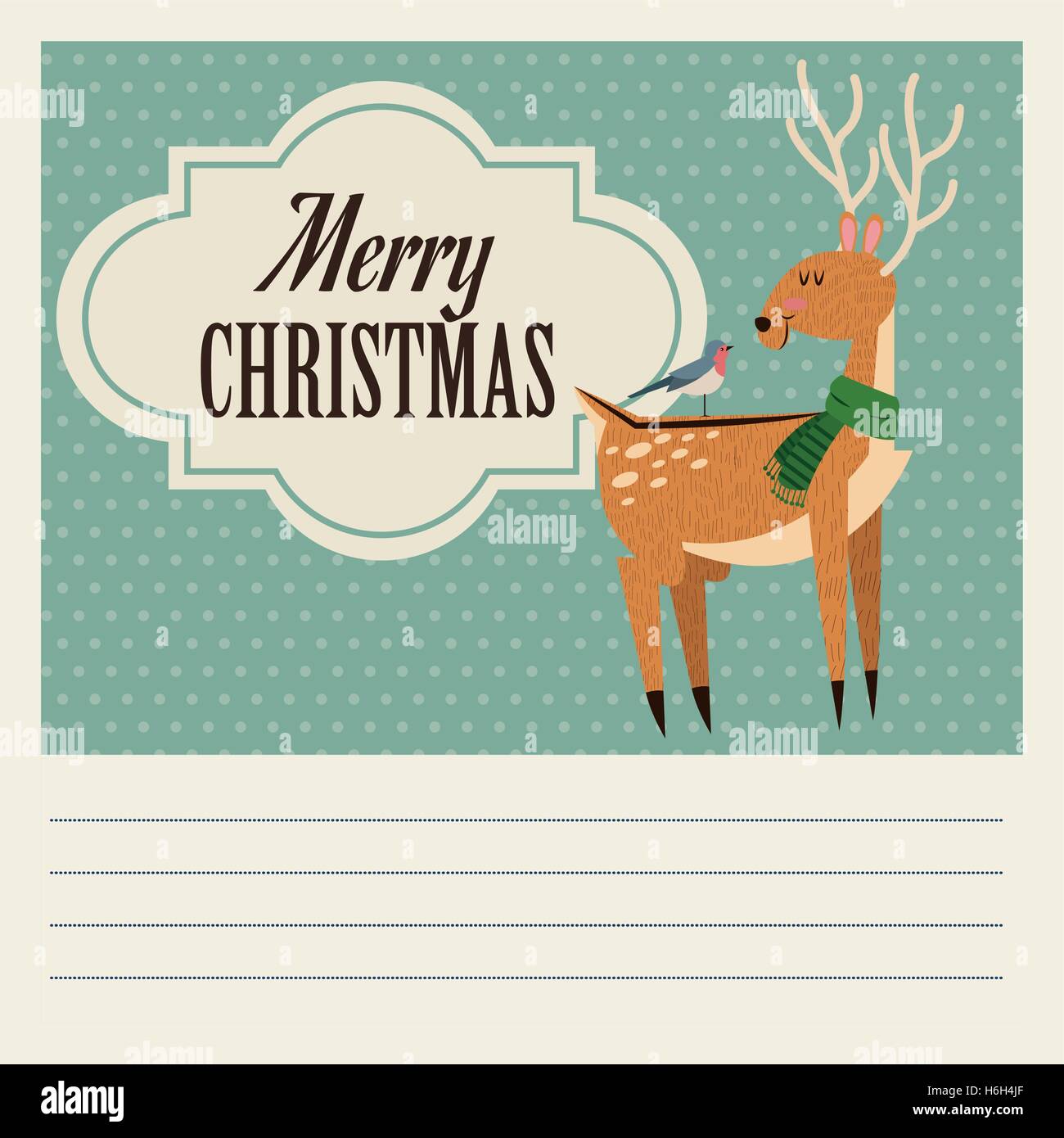 Deer Et Doiseaux De Noël Conception Dessin Animé Vecteurs