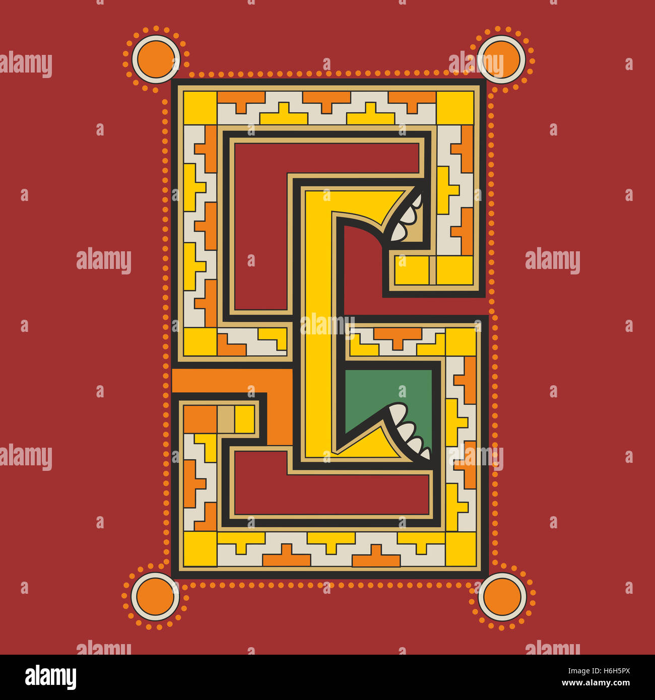 Ornement décoratif en monogramme SC style celtique en forme rectangle géométriques comme une illustration de l'éclairement du capteur pour médiévale antique Banque D'Images