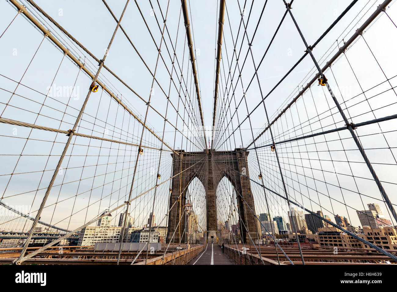 Vue de la ville de Broklyn vu depuis le pont de Brooklyn. Banque D'Images