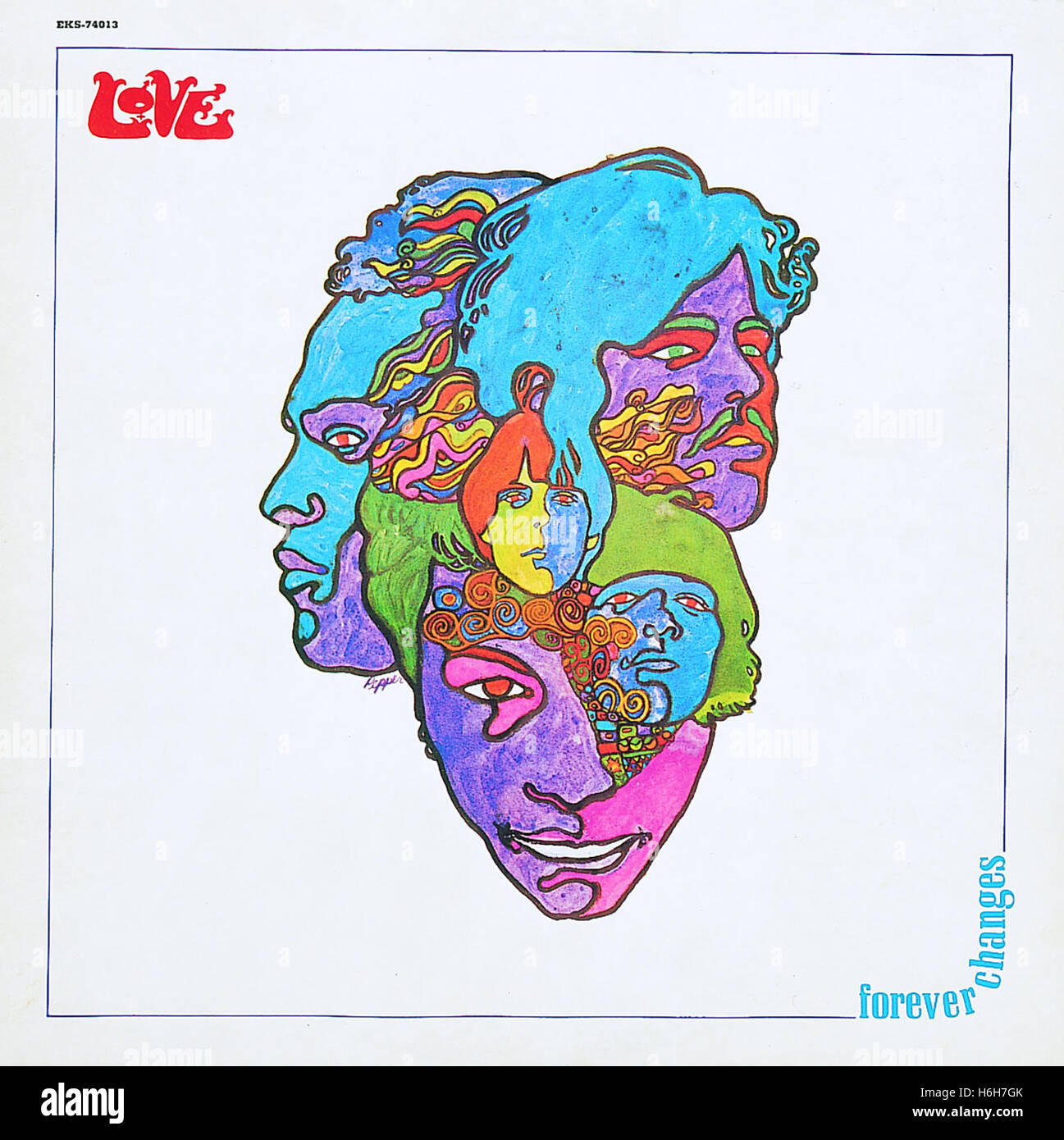 La couverture de l'album 1967 'Forever Changes' par la bande l'amour avec Arthur Lee. Banque D'Images