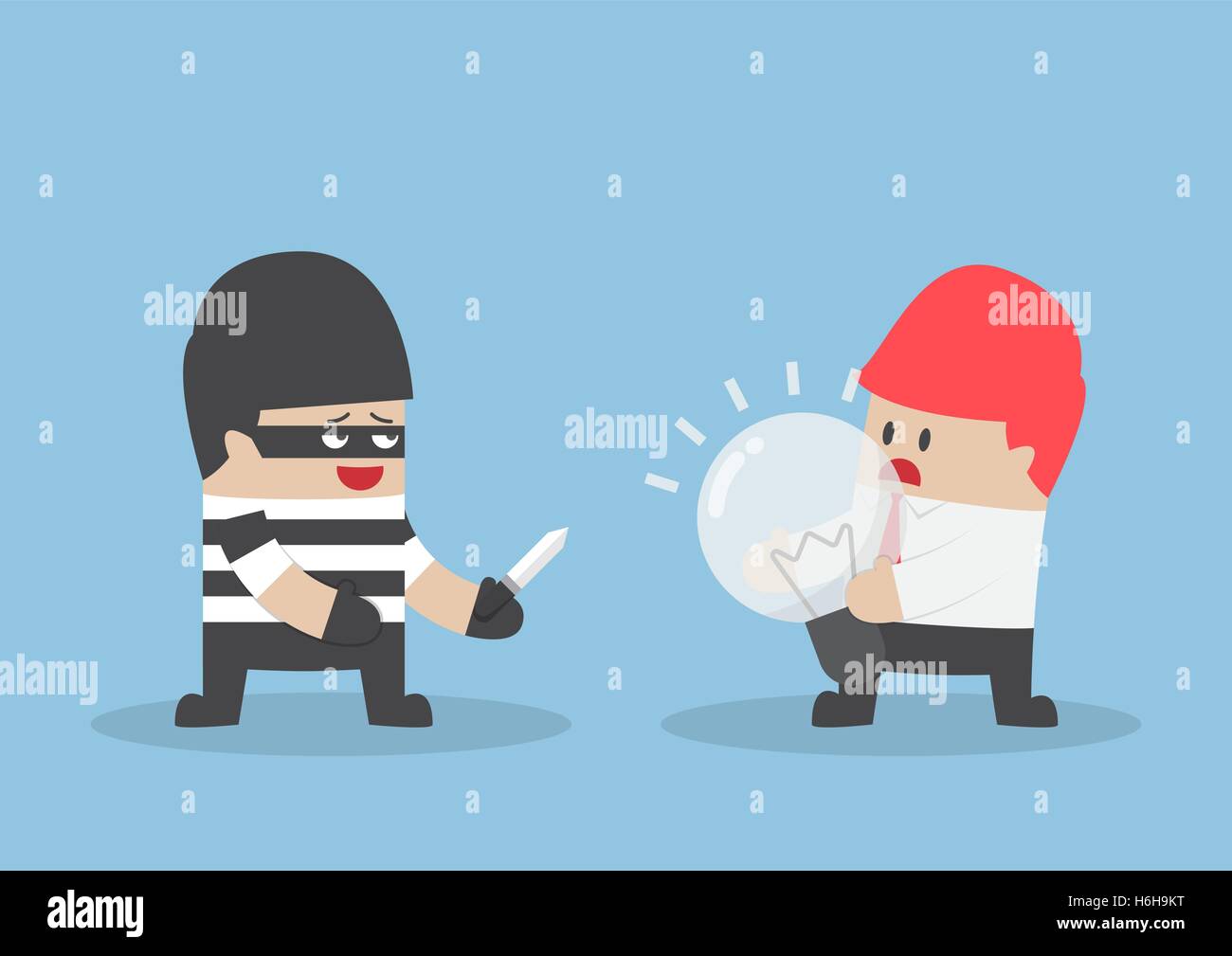 Voleur volé idée lampe par affaires. voler concept Idées Illustration de Vecteur