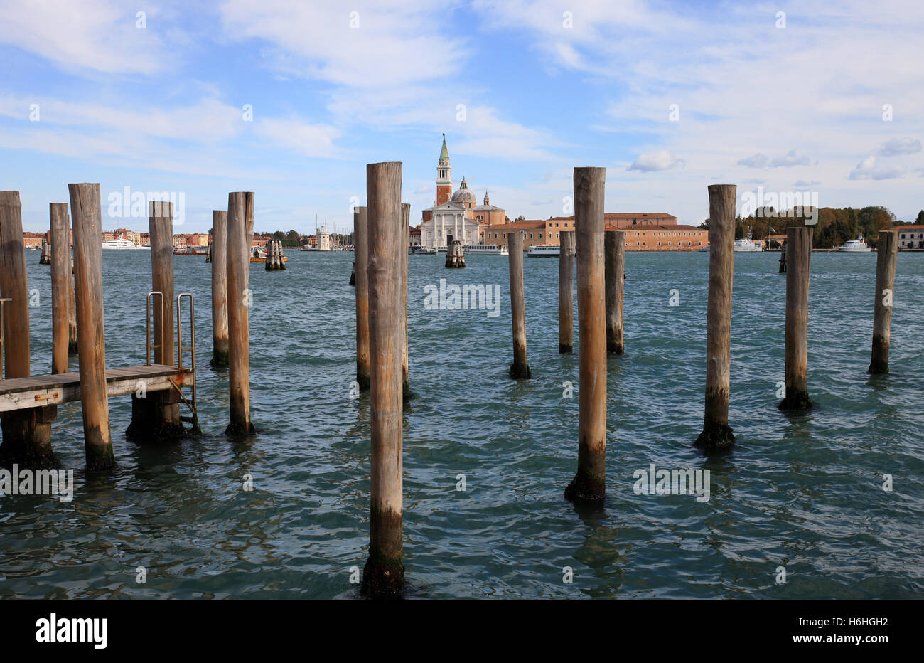Une vue sur le bassin San Marco Venise Italie Banque D'Images