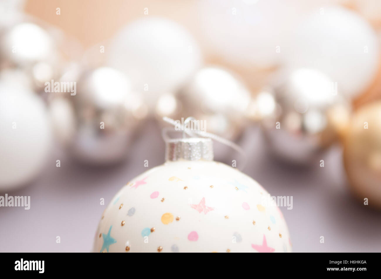 Décoration de Noël close up avec fond blanc floue Banque D'Images