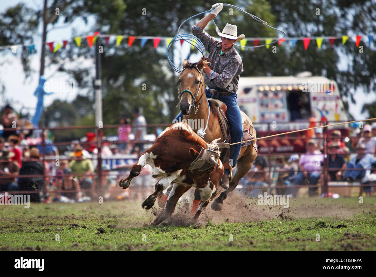 Cowboys australiens lors de l'Assemblée Lang Lang Rodeo. Victoria, Australie. Banque D'Images