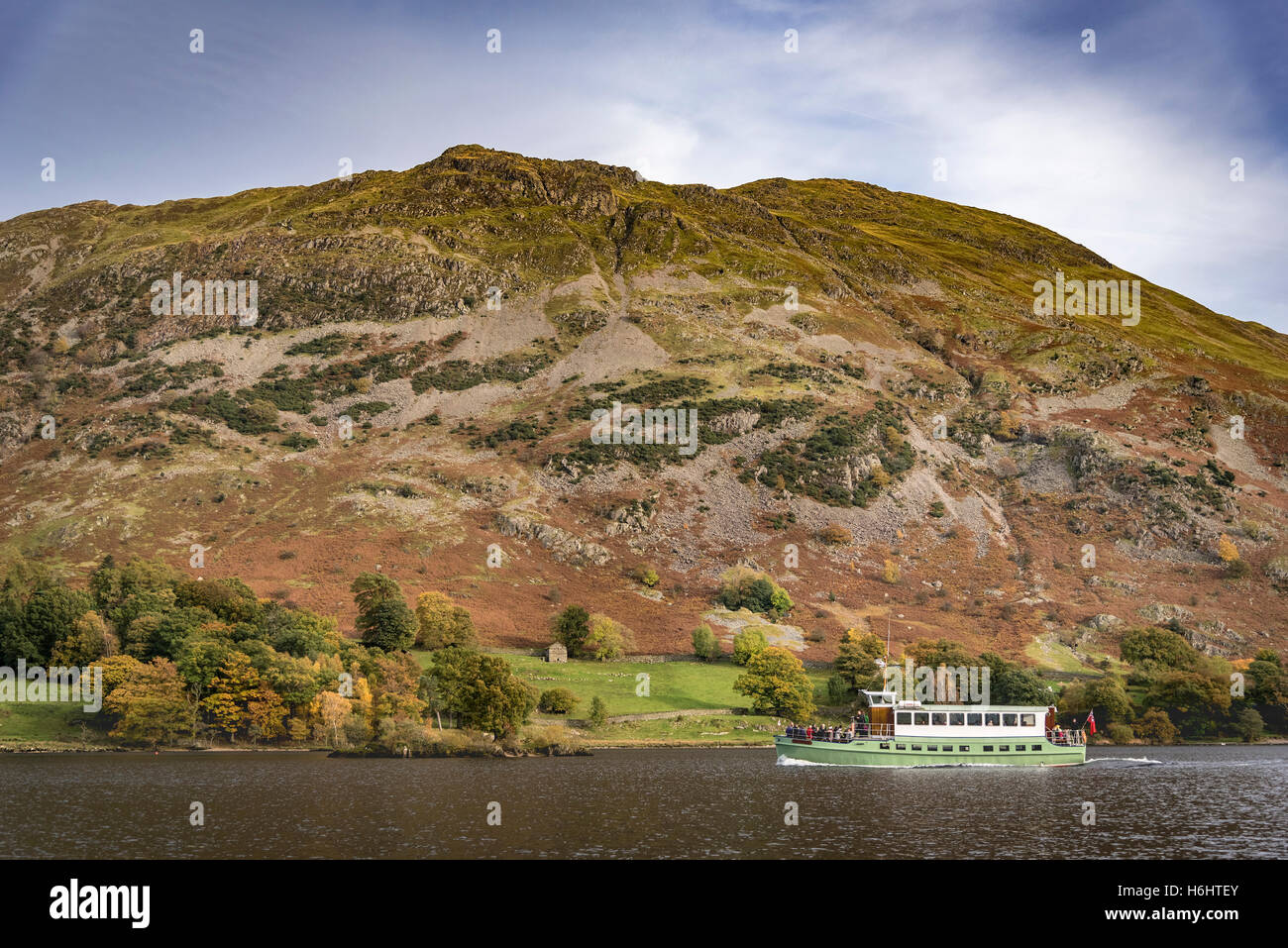 Ullswater Glenridding. La région de Cumbria. Lake District . Les lacs. Bateau à vapeur nord-ouest de l'Angleterre. Banque D'Images