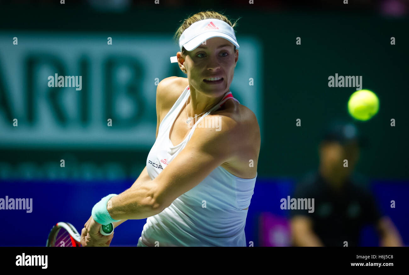 Singapour, Singapour. 29 octobre, 2016. Angelique Kerber parle aux médias lors de la finale de l'ATA 2016 Credit : Jimmie48 Photographie/Alamy Live News Banque D'Images