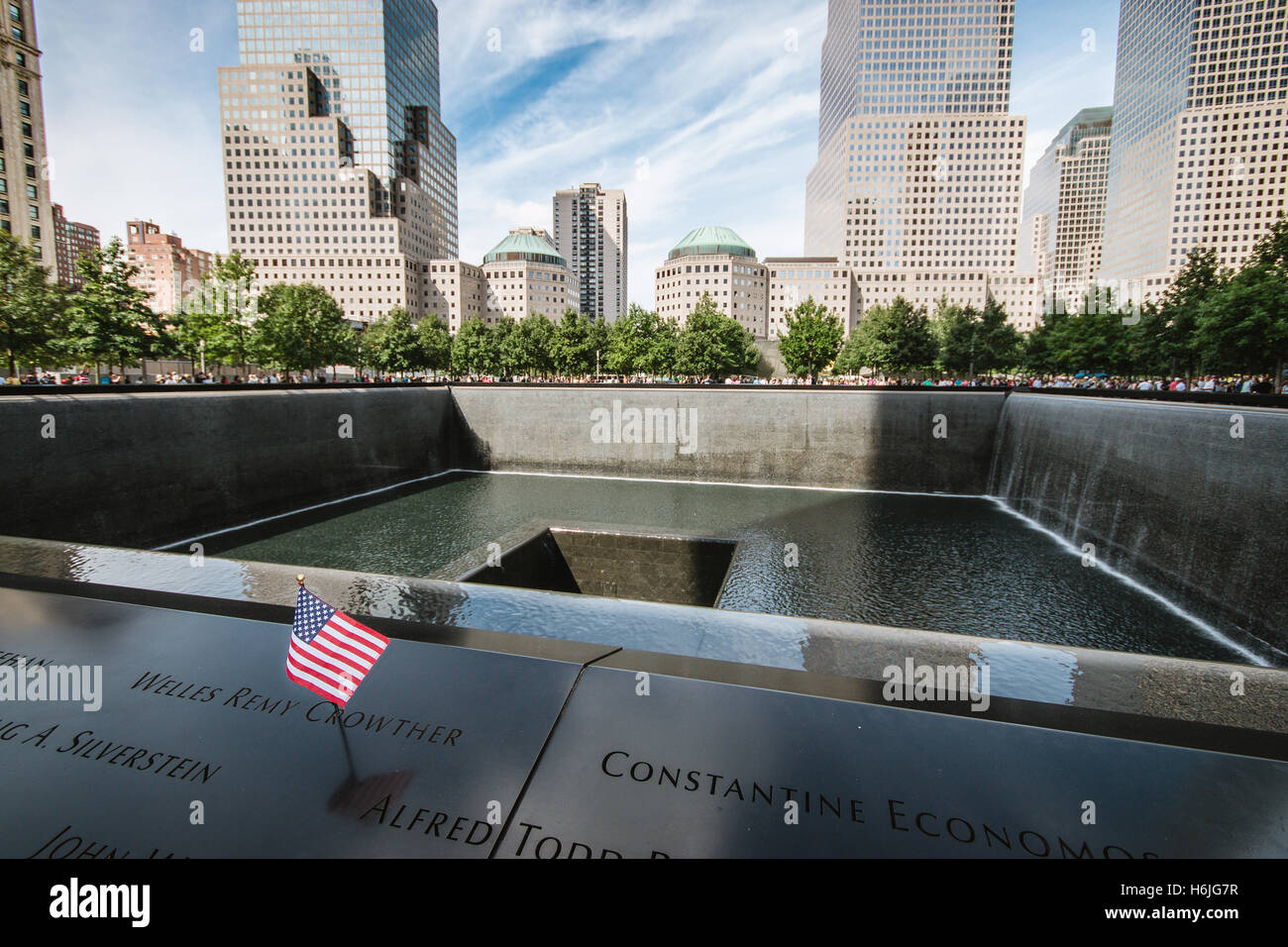 Le Ground Zero memorial à l'emplacement des tours jumelles du World