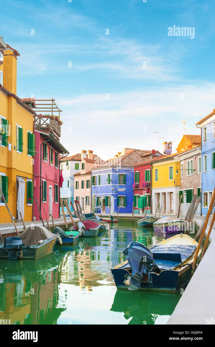 Maisons colorées de Burano, Italie. Banque D'Images