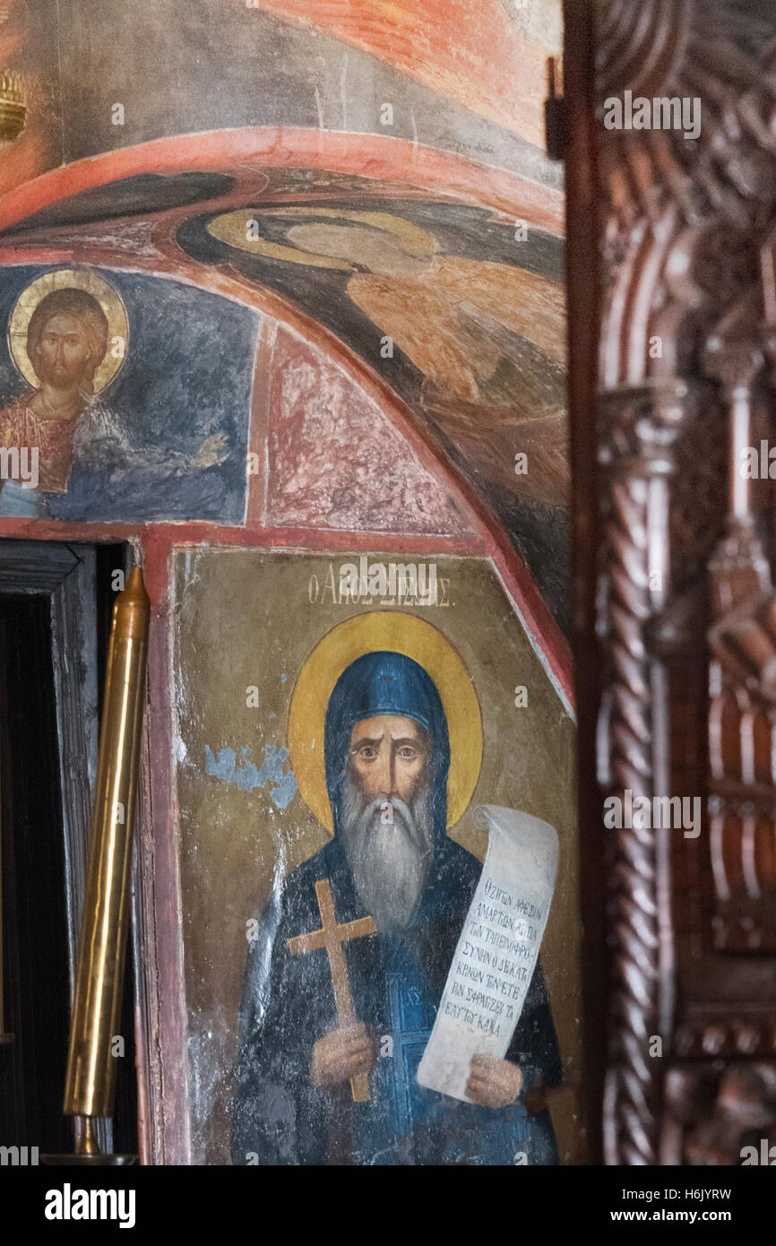 Monastère de saint Jean le Théologien et l'église à l'île de Patmos Dodécanèse, Grèce Banque D'Images