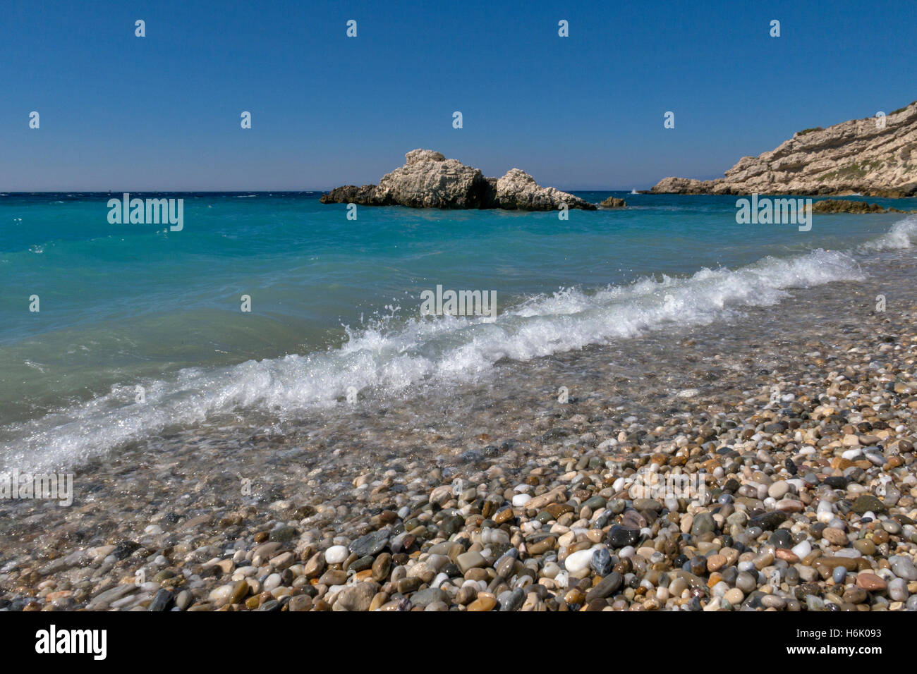 Vue panoramique de la plage près de Kokkari Samos, Grèce Banque D'Images