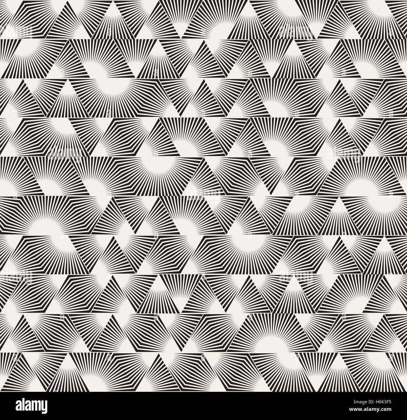 Seamless Vector Triangle noir et blanc Irrégulier Lignes Sunburst Illustration de Vecteur