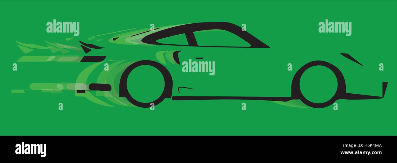 Une voiture rapide en silhouette avec flou de vitesse Illustration de Vecteur