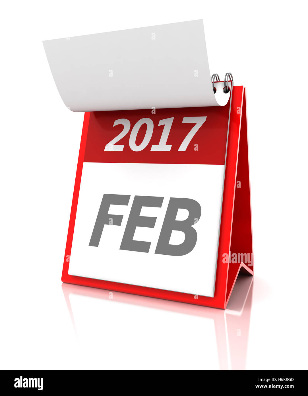 De février 2017, calendrier de rendu 3D Banque D'Images