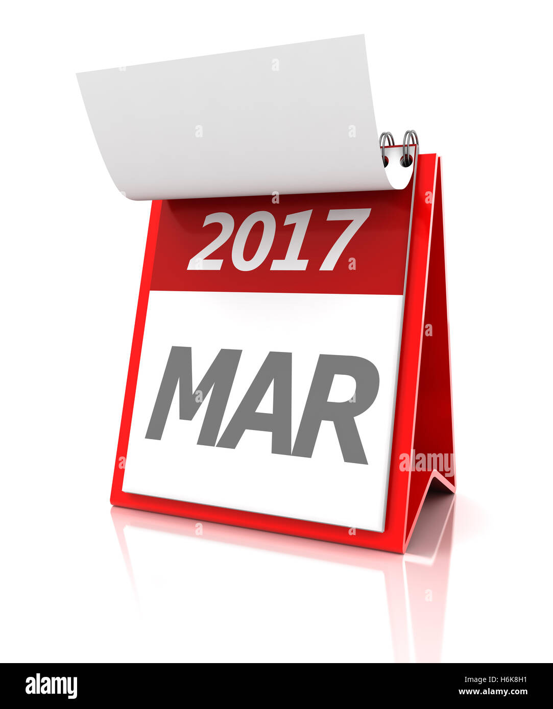 De mars 2017, calendrier de rendu 3D Banque D'Images