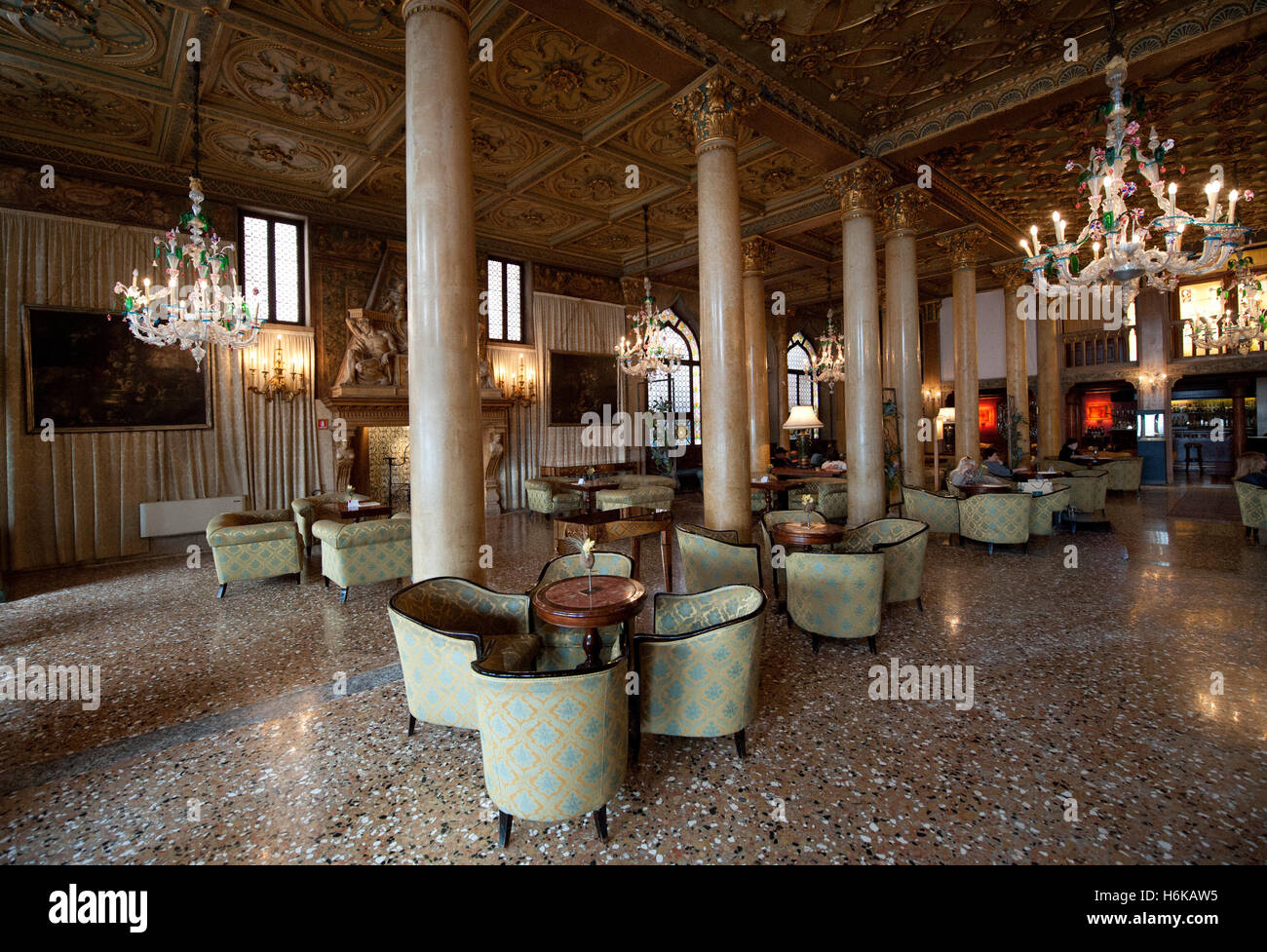 Le hall de l'Hotel Danieli Venise Italie Banque D'Images