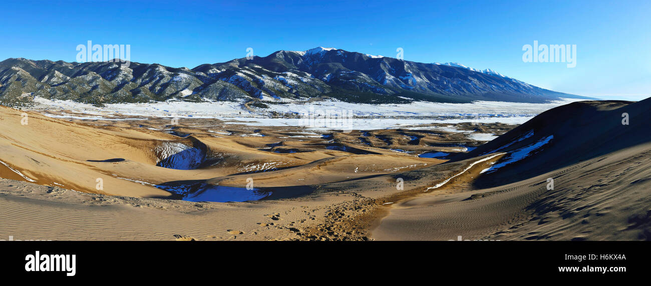 Vue panoramique de la Great Sand Dunes National Park, Colorado en hiver Banque D'Images